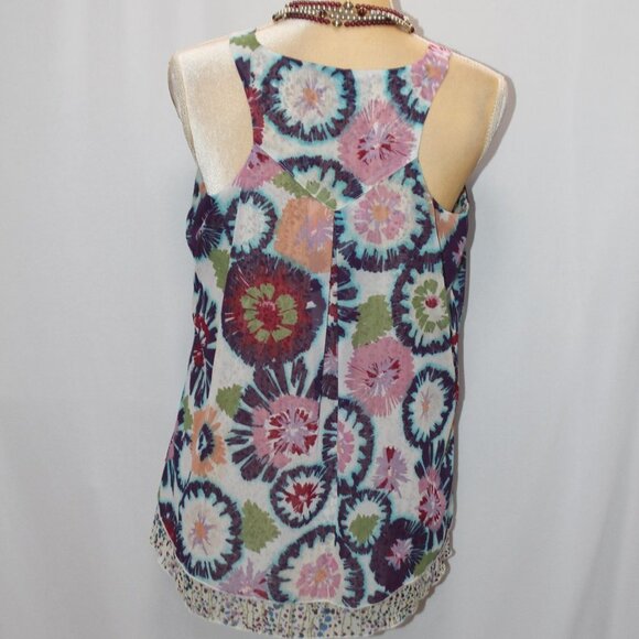 American Rag Abstract Floral Racer Back Tank Layered Top - Picture 5 of 15